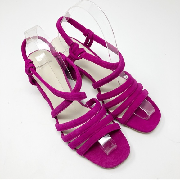 raspberry sandals heel